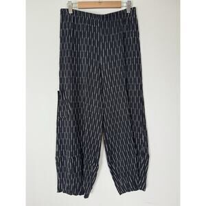 Moonlight Y&S Barrel Leg Pants Women’s Medium Black Textured Relaxed USA MADE
